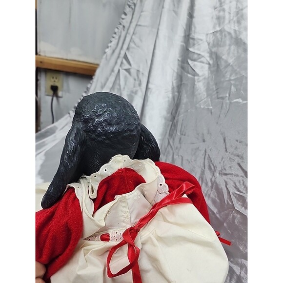 Vtg Shelve Sitter Black Poodle Doll 21” Stuffed Body Ceramic Head And  Feet - Picture 10 of 10